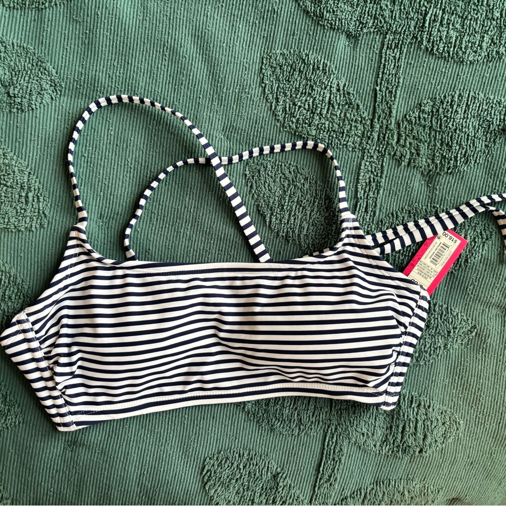 ☀️4 for 25☀️ 32D Striped Navy Bikini Top